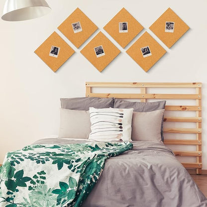 Cork Board Tiles 12 x 12 in 0.5 in Thick Square Bulletin Boards Cork Tiles Bulk with Push Pins Mini Natural Self Adhesive Backing Corkboards for Wall Home Office Floor DIY(36 Pcs)