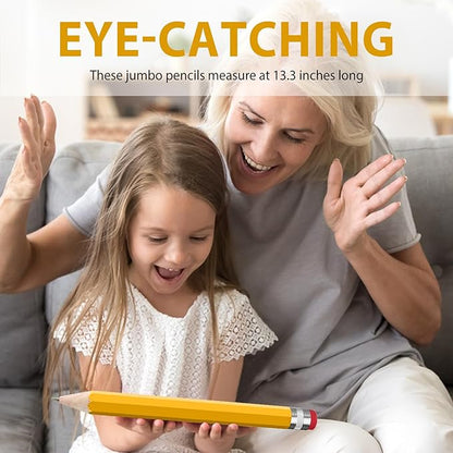 Wooden Jumbo Pencils 13.3'' Funny Giant Pencil For Party Favors Novelty Large Pencil For School Home Office Prop Supplies 2pcs Yellow