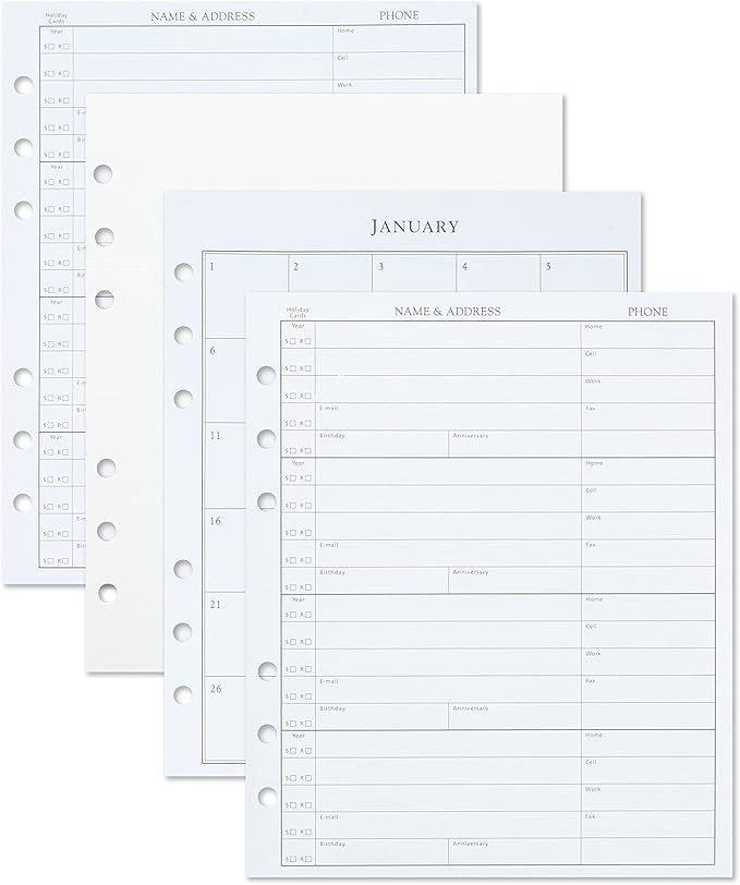 Hallmark Address Book Refill Pages (Pack of 44 Replacement Pages for Addresses, Appointments)