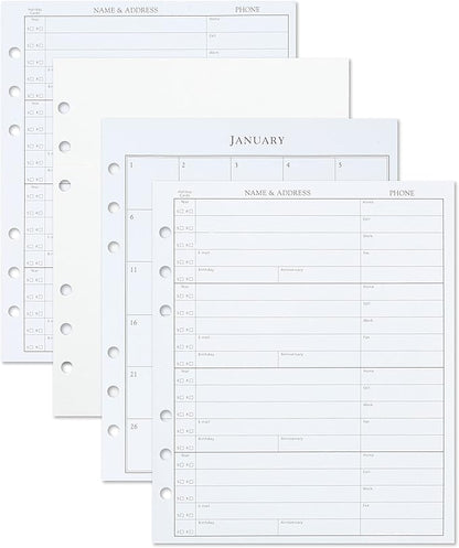 Hallmark Address Book Refill Pages (Pack of 44 Replacement Pages for Addresses, Appointments)