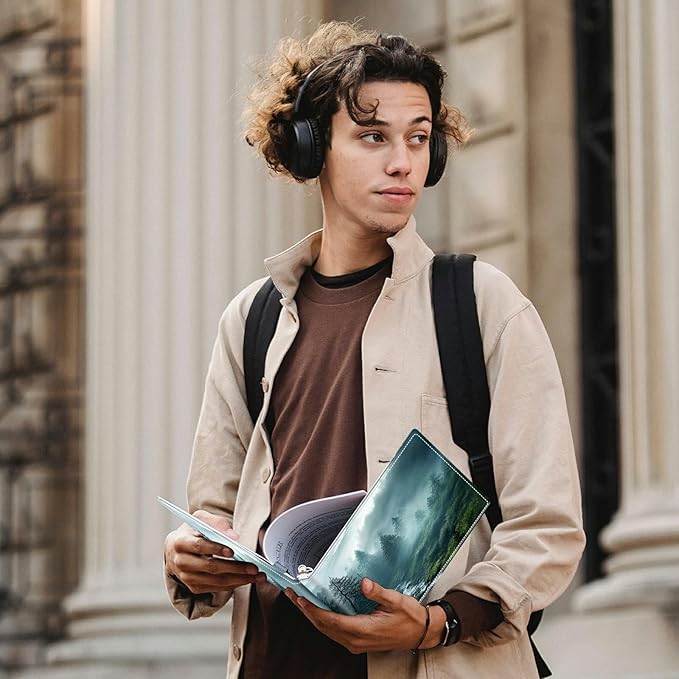 Forest in Rain PU Leather Padfolio Clipboard Notepad with Pen Loop and Elastic Strap Interview/Resume Document Organizer for Business School Office