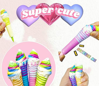 Easter Baskets Kawaii Squishy Pens 4Pcs Cute & Fun Pens for Stationary & Cool Pen for Teenage Gifts for Tweens Back to School Supplies