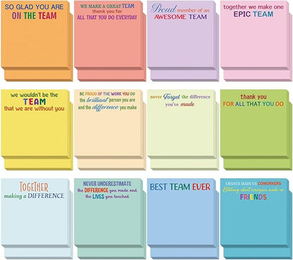 Yinder 24 Pcs Team Sticky Notes Team Appreciation Gifts Bulk Employee Coworker Inspirational Sticky Notes Pad Appreciation Gifts for Teacher Nurse Office Supplies 3 x 3''(Elegant Color,Appreciation)