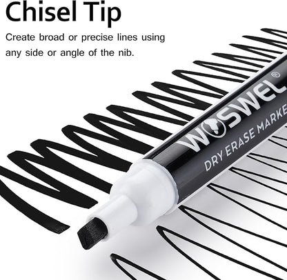 Dry Erase Markers, 60 Bulk Pack, Black Chisel Tip Whiteboard Markers, Chisel Point Low Odor Dry Erase Markers