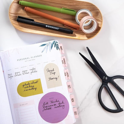 DiverseBee Transparent Sticky Notes (Includes Quick Dry Pen), Cute Clear Sticky Tabs, Translucent Page Flags Book Markers Stickers, Planner Accessories Bible Journaling Study Office Supplies (Muse)