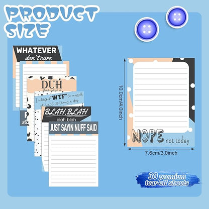 Funny Notepads with Sayings Sticky Funny Office Supplies to Do List Sarcastic Work Assorted Notepad for Workers, 12 Designs, 3 x 3.93 Inch(Retro Style)
