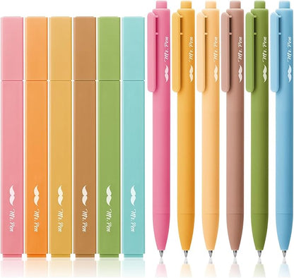 Mr. Pen- Aesthetic Highlighters and Gel Pens, 12 Pack, Bright Colors Bible Highlighters No Bleed, Colorful Ink Gel Pens, Cute Highlighter Pens, No Bleed Highlighters for Bibles, Aesthetic Gel Pens