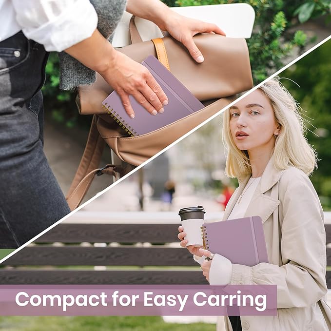 Lined Spiral Journal Notebook for Women, A5 College Ruled Journals for Writing, Hardcover Notebooks for Work, Note taking and Office School Supplies,140 Pages - Purple