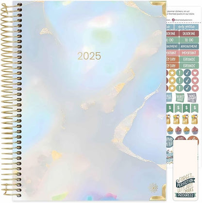 bloom daily planners HARDCOVER 2025 (8.5" x 11") Calendar Year Day Planner (January 2025 - December 2025) - Aesthetic Goal Organizer - Monthly & Weekly Inspirational Agenda Book - Iridescent Opal