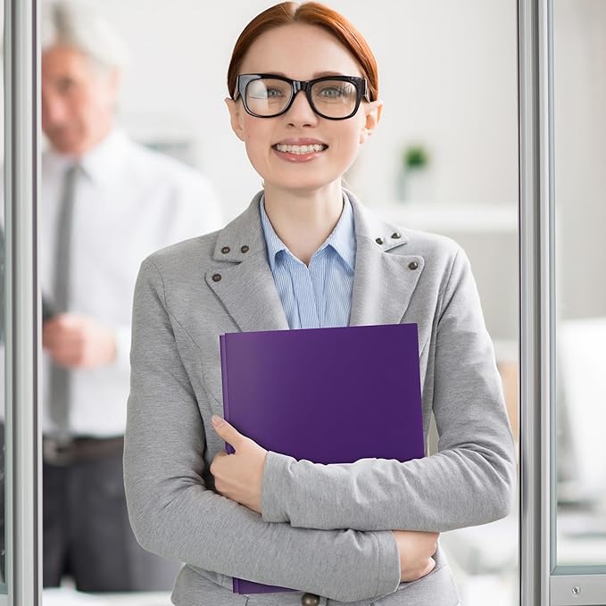 12-Pack Plastic Folders with Pockets and Prongs,2-Pocket Folders with 3 Fasteners, Poly Folders Holds 8-1/2" x 11" Paper for School/Office/Home, Purple
