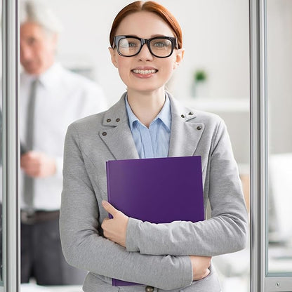 12-Pack Plastic Folders with Pockets and Prongs,2-Pocket Folders with 3 Fasteners, Poly Folders Holds 8-1/2" x 11" Paper for School/Office/Home, Purple