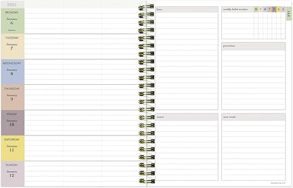 TF PUBLISHING 2025 Lotus Medium Weekly Monthly Planner - Habit & Task Trackers - Planner Monthly and Weekly with Organizer Stickers - 12 Month Calendar Planner - 6.5" x 8"