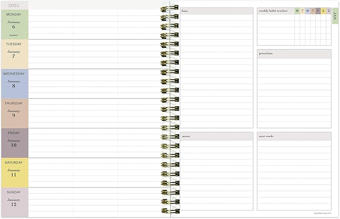 TF PUBLISHING 2025 Italian Sky Medium Weekly Monthly Planner - Habit & Task Trackers - Planner Monthly and Weekly with Organizer Stickers - 12 Month Calendar Planner - 6.5" x 8"