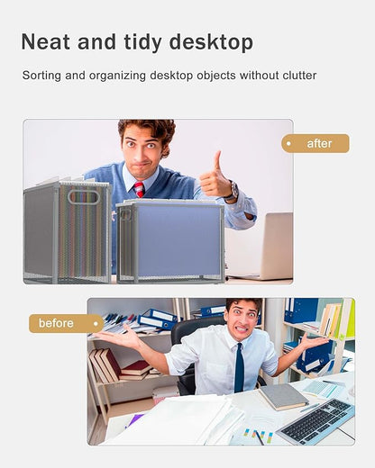 Oterri Hanging File Organizer, Metal File Organizer, Portable Desktop File Organizer for Letter Size Folder, Mesh Hanging File Crate for Office/Home/School,Folders Not Included(Gray,2 Pack)