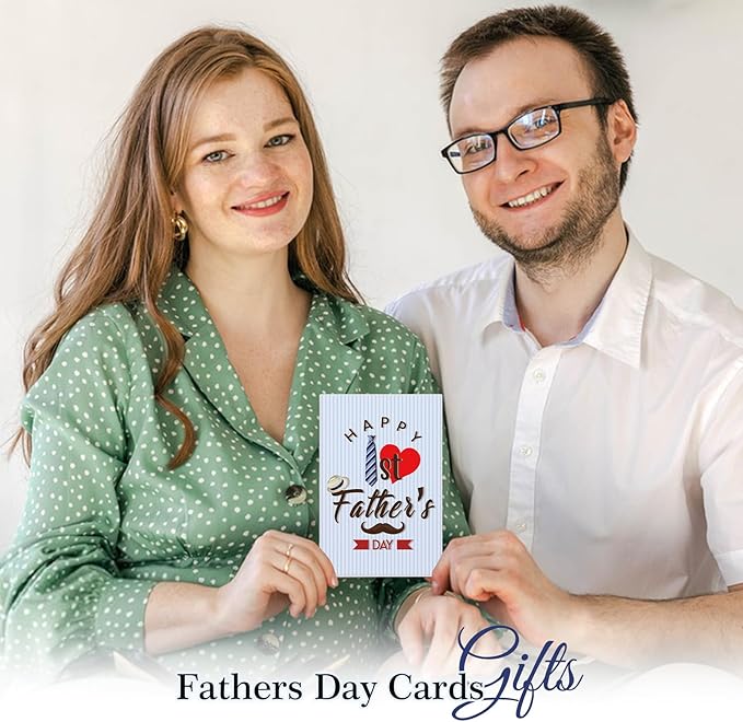 FaCraft Happy 1st Fathers Day Card for New Dad Dad to Be Expecting Fathers, 4 x 6 Happy First Fathers Day Gift Card with Envelope from Wife Daughter Son Baby Boy Girl