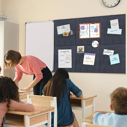 Smarpau Felt Bulletin Board 12 Pack Cork Boards for Walls 48"x36" Dark Gray Bulletin Board Cork Felt Board for Office Pin Tack Board for Home School