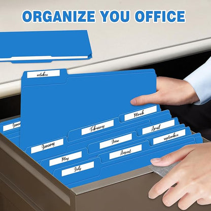 File Folders,IntoJoy 120 Pack Colored File Folder Letter Size, 1/3 Cut Tab Filing Folders for Office School Business File Document Organization,Blue