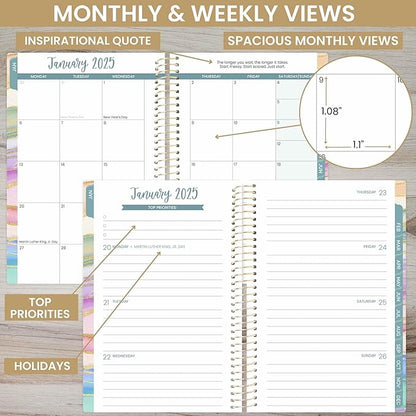 bloom daily planners 2025 Planner - Mini Pocket Planner - 4” x 6” - (January 2025 - December 2025) - Weekly & Monthly Agenda Organizer & Calendar Book - Watercolor Waves