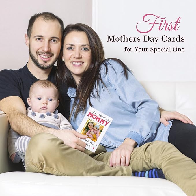 FaCraft Happy First Mothers Day Cards for New Mom First Time Mom Pregnancy From Bump Baby Boy Girl, 4 x 6, with Photo Insert, Gift Card with Envelope