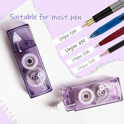 White Correction Tape, Easy To Use Cute Applicator for Instant Corrections, For school, Office Workers (Gradient Purple, 5M/196" x 0.2",12pack)