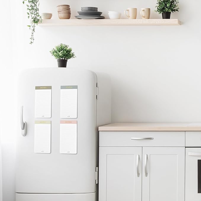 Beautiful Magnetic Notepads for Fridge - Set Of 4 Modern Note Pads With Lined Pages to Easily Write Notes & Make Grocery/Shopping Lists - The Perfect To Do Pad w/ Strong Magnets for Your Refrigerator