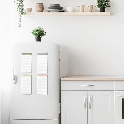 Beautiful Magnetic Notepads for Fridge - Set Of 4 Modern Note Pads With Lined Pages to Easily Write Notes & Make Grocery/Shopping Lists - The Perfect To Do Pad w/ Strong Magnets for Your Refrigerator