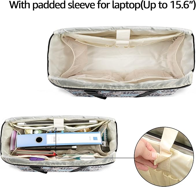 CURMIO Work Tote Bag for Women, Utility Work Bag with Pockets and Compartments for Laptop, Dandelion (Bag Only, Patent Design)