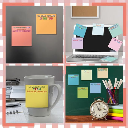 Yinder 24 Pcs Team Sticky Notes Team Appreciation Gifts Bulk Employee Coworker Inspirational Sticky Notes Pad Appreciation Gifts for Teacher Nurse Office Supplies 3 x 3''(Elegant Color,Appreciation)
