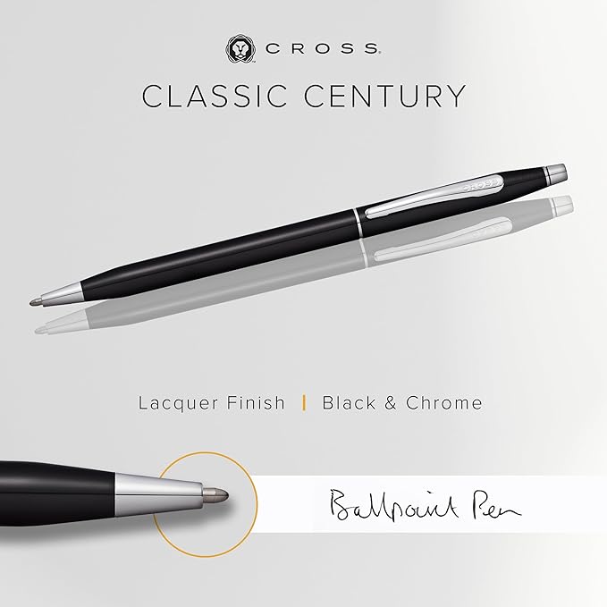 Cross Classic Century Refillable Ballpoint Pen, Medium Ballpen, Includes Premium Gift Box - Black Lacquer