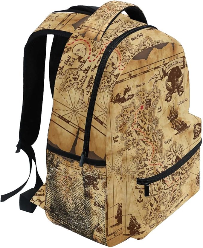 senya Pirate Treasure Map School Backpack Travel Rucksack Book Bag Laptop Backpack
