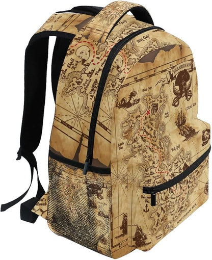 senya Pirate Treasure Map School Backpack Travel Rucksack Book Bag Laptop Backpack