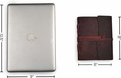 LEATHER VILLAGE Leather Bound Journal - Fuchsia, 8"X6", 220 Pages - Vintage Blank Paper Diary for Writing, Drawing, Sketchbook, and Travel Notebook - Ideal for Women and Men