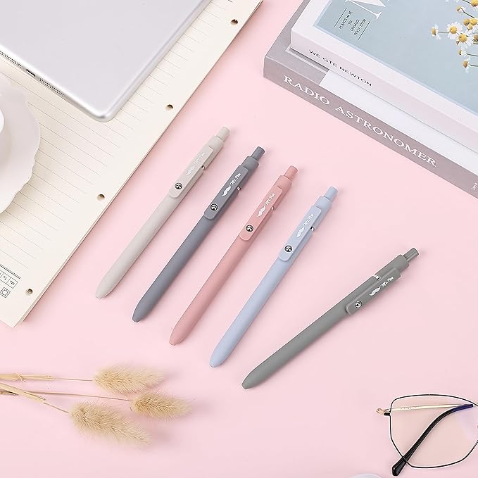 Mr. Pen Aesthetic Gel Pens & Highlighters No Bleed, 10 Pack - Morandi Color Bible Pens, Black Ink