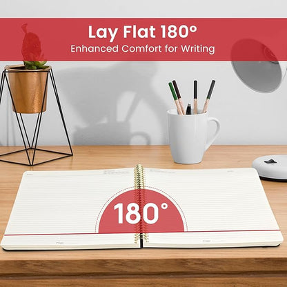 Taja Spiral Lined Notebook, 8.5"x11" Notebooks for Work, Large A4 Journal for Women & Men, College Ruled Journaling Notebook for Writing, Plastic Cover Spiral Journal, Black