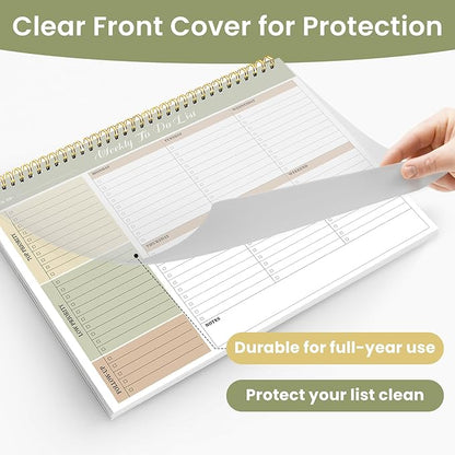 Weekly To Do List Notepad with 52 Undated Sheets（8.5"×11"）- Undated Weekly Planner Notepad for Office Desk Accessories and Supplies - Forest Shades