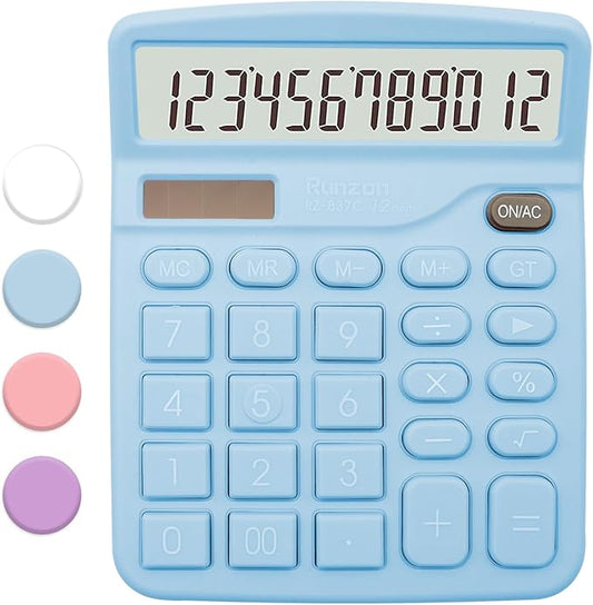 Blue Calculator, Basic Office Calculator, Desktop Calculator 12 Digit, Large LCD Display for Blue Office Supplies with Sensitive Button, Blue Desk Accessories, School Supplies……
