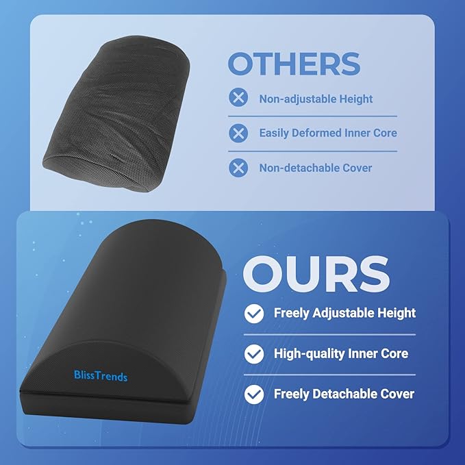 BlissTrends Foot Rest for Under Desk at Work-Versatile Foot Stool with Washable Cover-Comfortable Footrest with 2 Adjustable Heights for Car,Home and Office to Relieve Back,Lumbar,Knee Pain-Gray Long