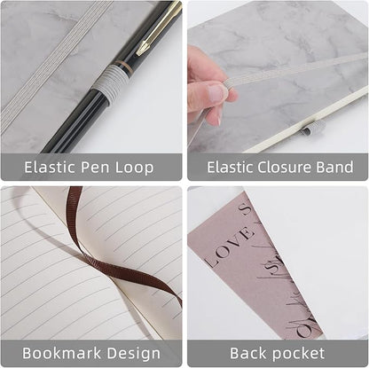 Lined Notebook Journal for Women Men 200 Pages A5 Hardcover Leather with Pen Holder College Ruled Journals for Work Note Taking Travel School (Lined, Gray-B)