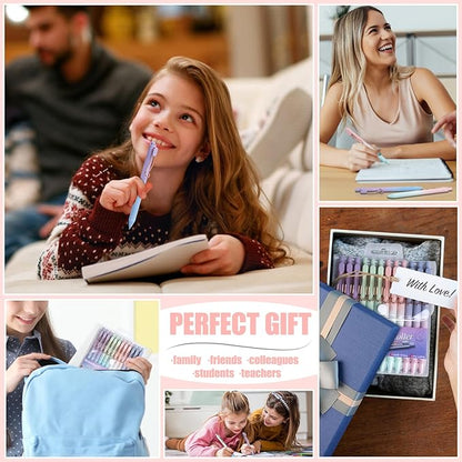 Gel Pens, 12 Pcs Smooth Writing Pens No Bleed & Smear, Black Ink Cute Pens Fine Point (0.5mm), Retractable Aesthetic Journaling Pens School Office Supplies for Women & Men