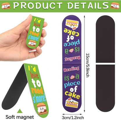 48 Pack Scented Bookmarks Magnetic Scratch and Sniff Bookmarks Fruit Food Bookmarks for Kids Cute Bookmarks with Sayings Christmas Bookmarks for Kids Students Teens Teachers (Mixed Flavor)