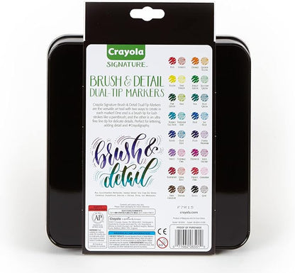 Crayola Brush & Detail Dual Tip Marker Set, 16 Markers, 32 Colors, Adult Coloring Markers, Gifts for Teens & Adults