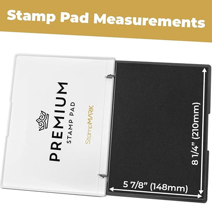 Premium Stamp Pad Extra Large Size 6" x 8" - for Traditional Rubber Stamps - Felt Pad Black Color