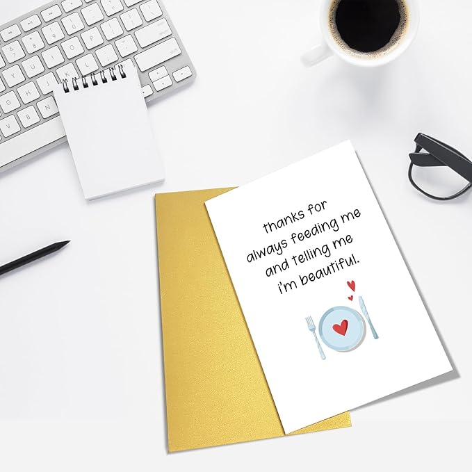 Funny Valentines Day Card for Him, Humor Valentines Day Card Gift for Boyfriend, Anniversary Card from Wife, Thanks for Always Feeding Me And Telling Me I’m Beautiful