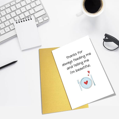 Funny Valentines Day Card for Him, Humor Valentines Day Card Gift for Boyfriend, Anniversary Card from Wife, Thanks for Always Feeding Me And Telling Me I’m Beautiful
