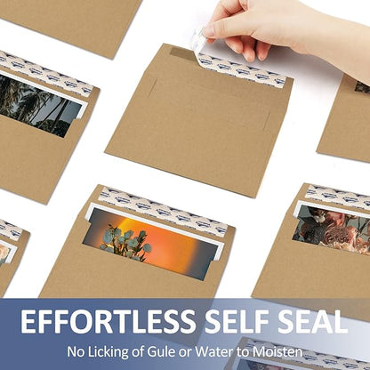 ValBox 100 Qty A6 Envelopes Self Seal 6.5 x 4.75" Brown Kraft Paper Invitation Envelopes for 4x6 Cards, Photos, Invitations, Weddings, Baby Shower, Birthiday, Announcements, RSVP (A6)