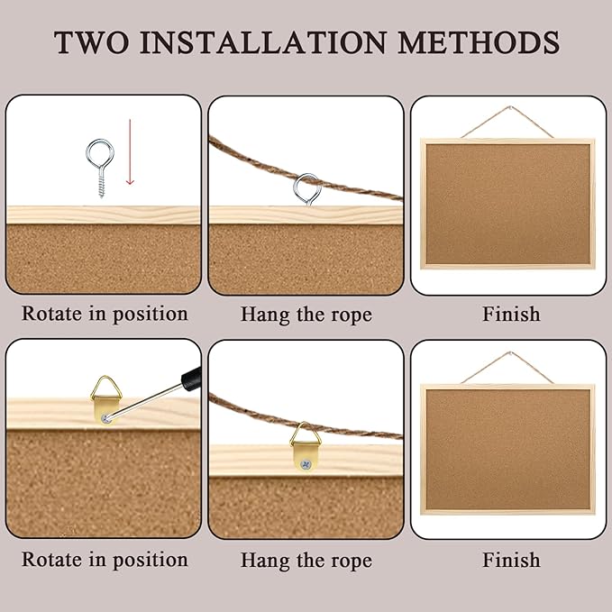 GDMINLO Cork Board Bulletin Board, 15.7"X 11.81" pin Boards for Walls, Oak Wood Finish Frame, Wall Mounted Cork Board for Office Home and School(Pins, Eye Bolts, gaskets, Screws)