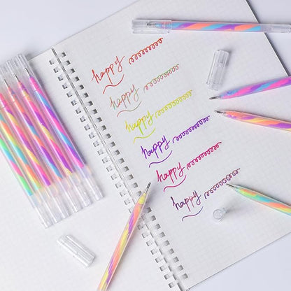 12 Pack Mixing of 3 Colors Rainbow Gel Pens Color Changing Ballpoint Pen Pastel Pens Set for Adults Coloring Books Drawing Doodling Scrapbooking Notes
