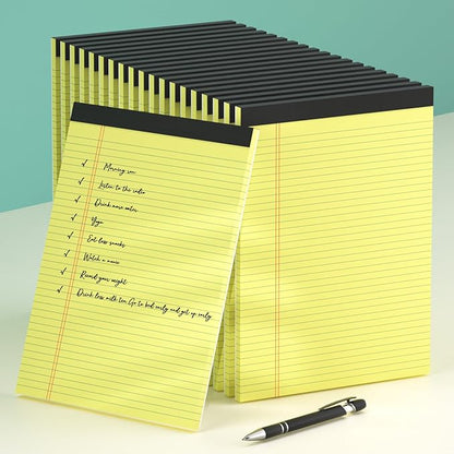Yellow Legal Pads 8.5 x 11 Narrow Ruled Note Pads - 20 Pack Yellow Notepad 8 1/2 x 11 Paper Tabletsd - Perforated Yellow Pad 8.5 x 11 Lined Notepad 30 Sheets/ 60 Pages each Note Pad for Office School