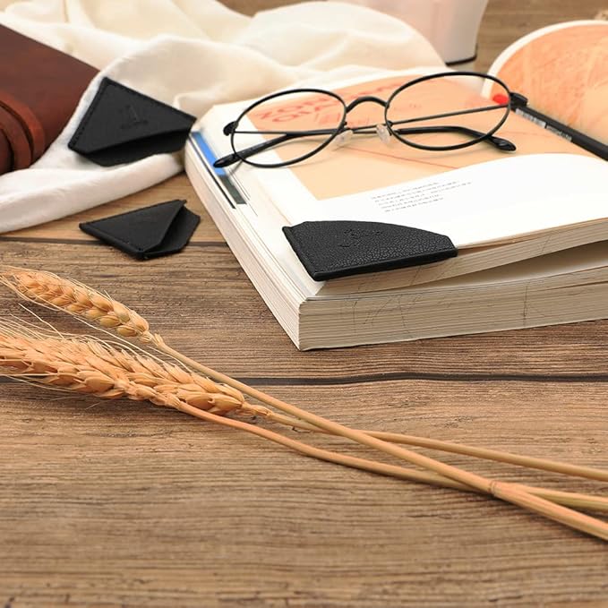 3/6 Pieces Leather Bookmarks Handmade Page Marker for Men Women, Faux Leather Page Clips Corner Book Markers for Reader Gift for Writers Bookworm Book Lovers (06-Pack1)