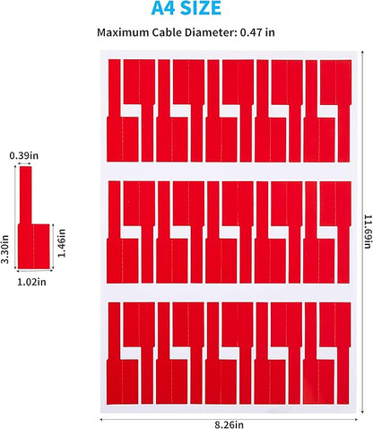 600 Cable Labels, JIQEZNL 20 Sheets Waterproof Cord Label for Electronics, 10 Colors Printable Wire Labeling Tags for Ethernet and Network, Write on Labels for Cable Organize